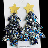 Christmas Tree Acrylic Dangle Earrings Navy One Size Earrings - Tophatter Daily Deals