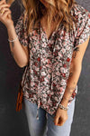 Floral Flutter Sleeve Tie-Neck Blouse Multi Blouses - Tophatter Daily Deals