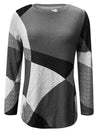 Color Block Round Neck Long Sleeve T-Shirt Women's T-Shirts - Tophatter Daily Deals