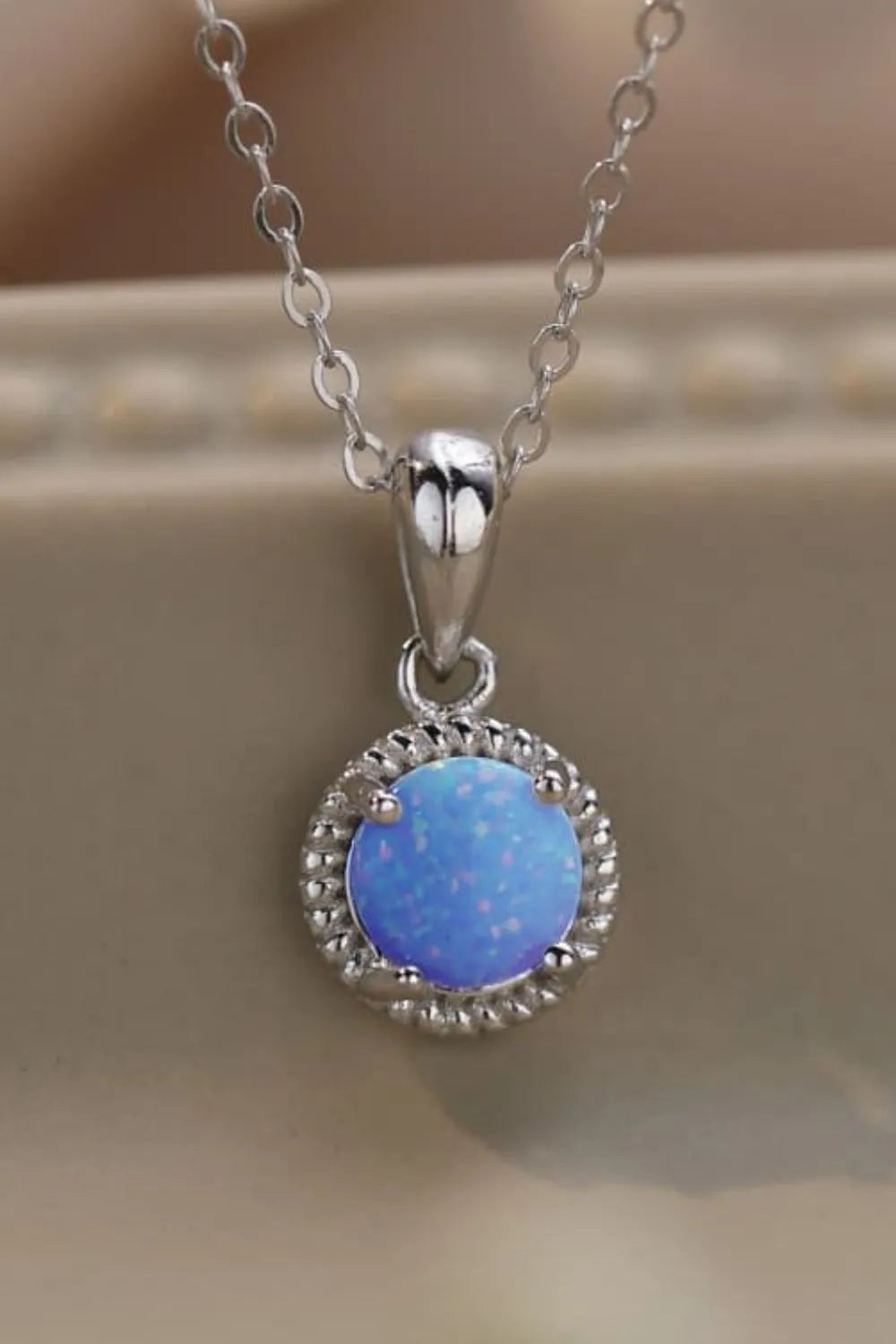 Opal Round Pendant Chain Necklace Opal - Tophatter Daily Deals