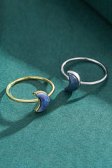 925 Sterling Silver Moon Shape Aventurine Ring Rings - Tophatter Daily Deals