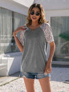 Leopard Round Neck Short Sleeve T-Shirt Women's T-Shirts - Tophatter Daily Deals