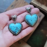 Artificial Turquoise Alloy Heart Dangle Earrings Earrings - Tophatter Daily Deals