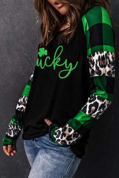 LUCKY Plaid Long Sleeve T-Shirt Women's T-Shirts - Tophatter Daily Deals