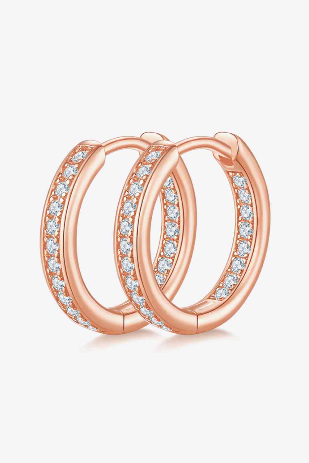 Moissanite 925 Sterling Silver Huggie Earrings Rose Gold One Size Moissanite - Tophatter Daily Deals