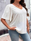 Plus Size V-Neck Puff Sleeve Blouse Blouses - Tophatter Daily Deals