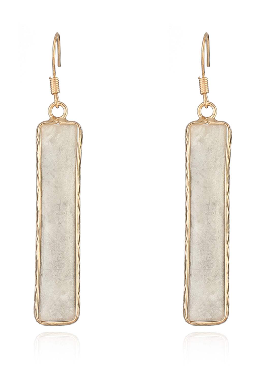 Natural Stone Drop Earrings Beige One Size Earrings - Tophatter Daily Deals