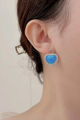 Platinum-Plated Opal Heart Earrings Opal - Tophatter Daily Deals