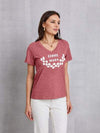 COFFEE BEANS V-Neck Short Sleeve T-Shirt Light Mauve Women's T-Shirts - Tophatter Daily Deals