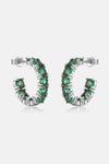 Inlaid Zircon C-Hoop Earrings Silver Green One Size Earrings - Tophatter Daily Deals