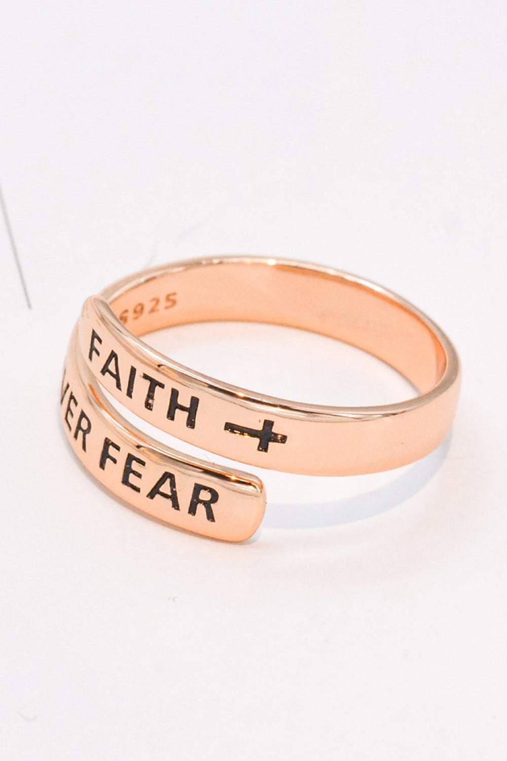 925 Sterling Silver FAITH OVER FEAR Bypass Ring Rings - Tophatter Daily Deals