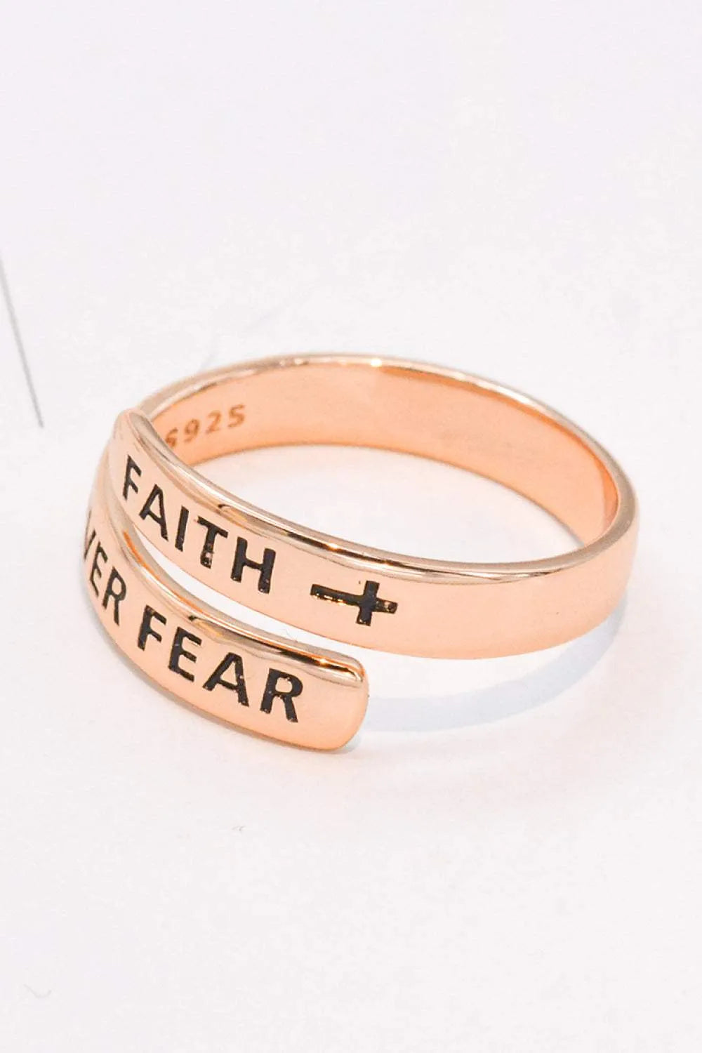 925 Sterling Silver FAITH OVER FEAR Bypass Ring Rings - Tophatter Daily Deals