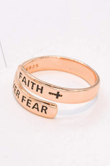 925 Sterling Silver FAITH OVER FEAR Bypass Ring Rings - Tophatter Daily Deals