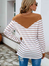 Striped Round Neck Long Sleeve T-Shirt Women's T-Shirts - Tophatter Daily Deals