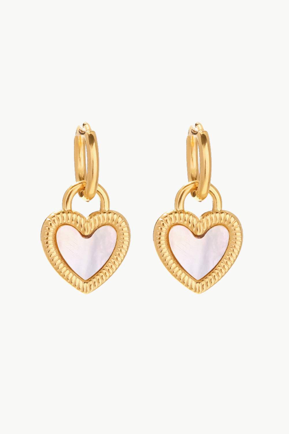 Inlaid Shell Heart Drop Earrings Gold One Size Earrings - Tophatter Daily Deals