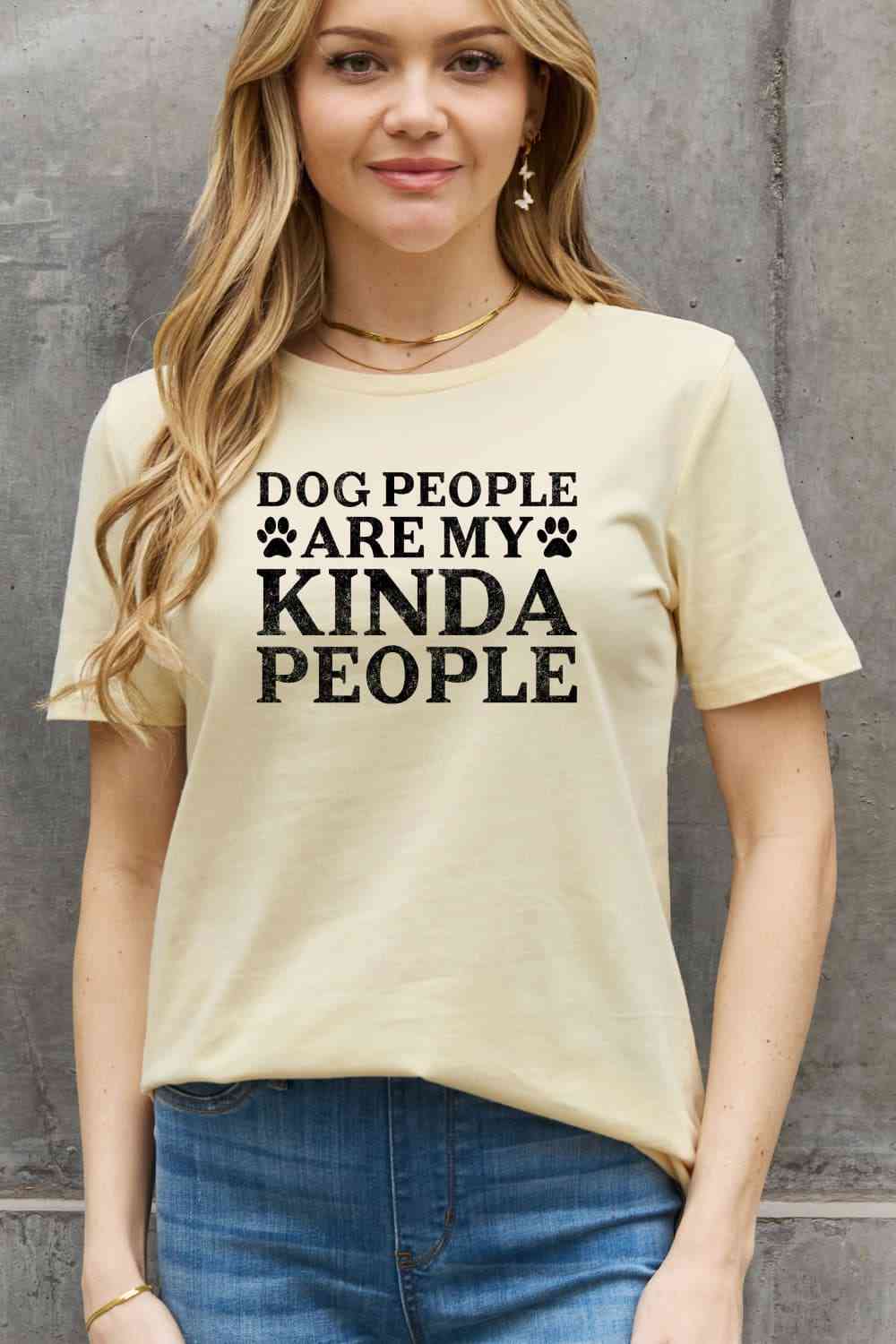 Simply Love Full Size DOG PEOPLE ARE MY KINDA PEOPLE Graphic Cotton Tee Women's T-Shirts - Tophatter Daily Deals