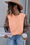 Leopard Puff Sleeve Spliced Top Blouses - Tophatter Daily Deals