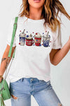 Cup Star Graphic Round Neck Tee White Women's T-Shirts - Tophatter Daily Deals