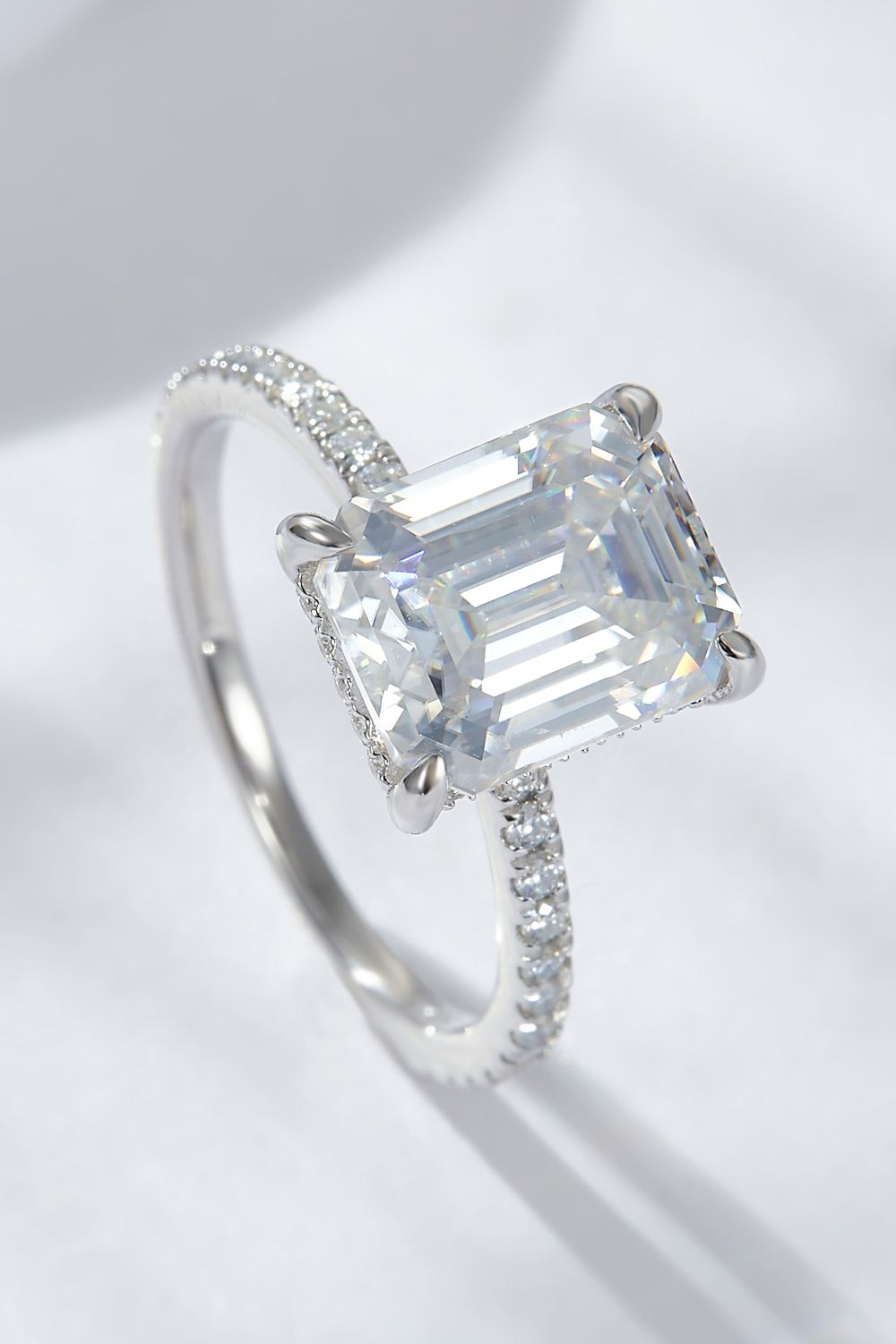 Emerald Cut 4 Carat Moissanite Side Stone Ring - Tophatter Shopping Deals