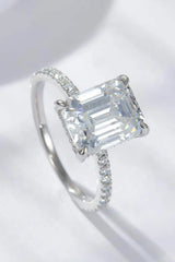Emerald Cut 4 Carat Moissanite Side Stone Ring Moissanite - Tophatter Daily Deals