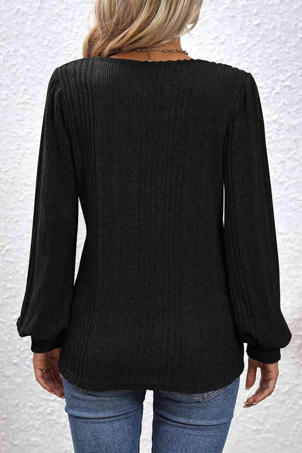 Square Neck Puff Sleeve Blouse Blouses - Tophatter Daily Deals