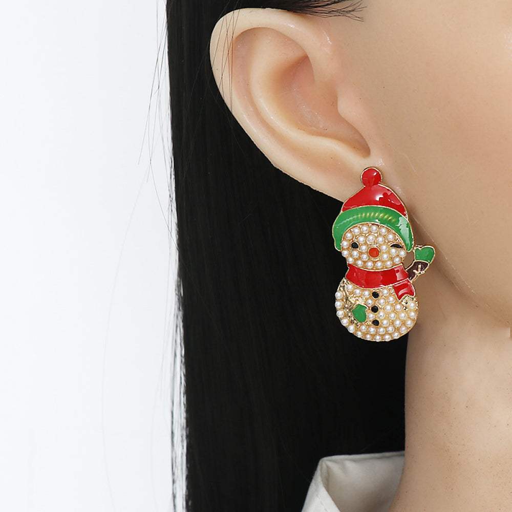 Snowman Rhinestone Alloy Earrings Earrings - Tophatter Daily Deals