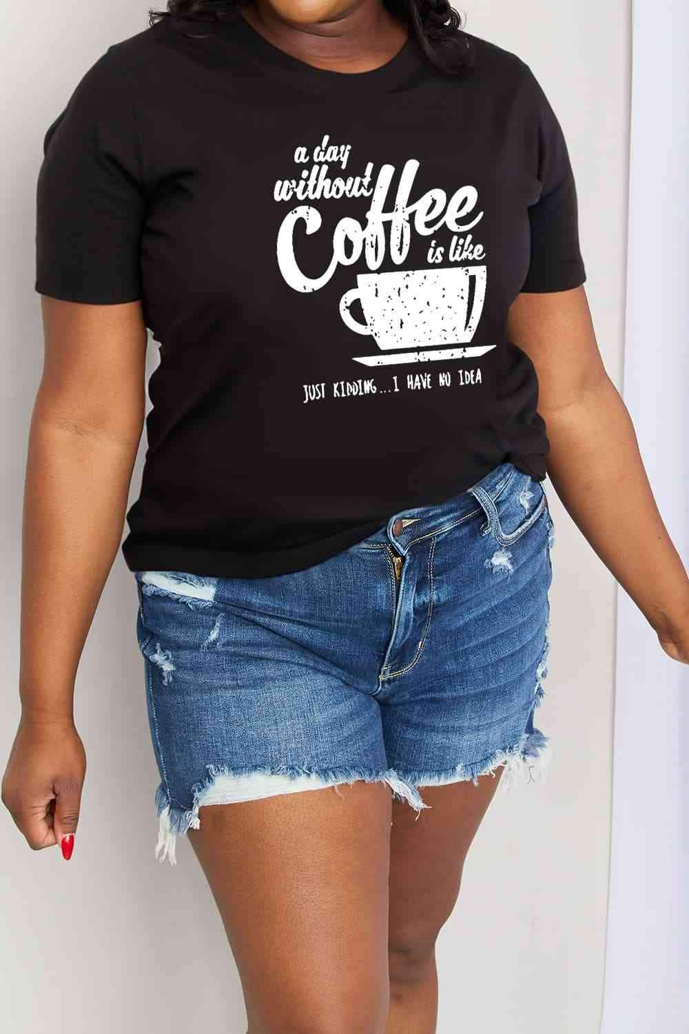 Simply Love Full Size Slogan Graphic Cotton Tee Black Women's T-Shirts - Tophatter Daily Deals