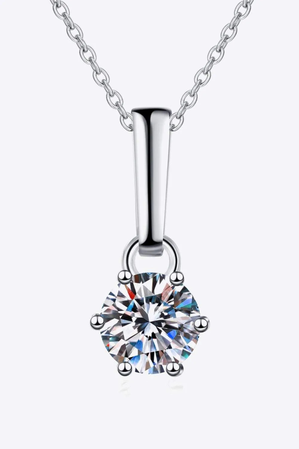 1 Carat Moissanite 925 Sterling Silver Chain-Link Necklace Moissanite - Tophatter Daily Deals