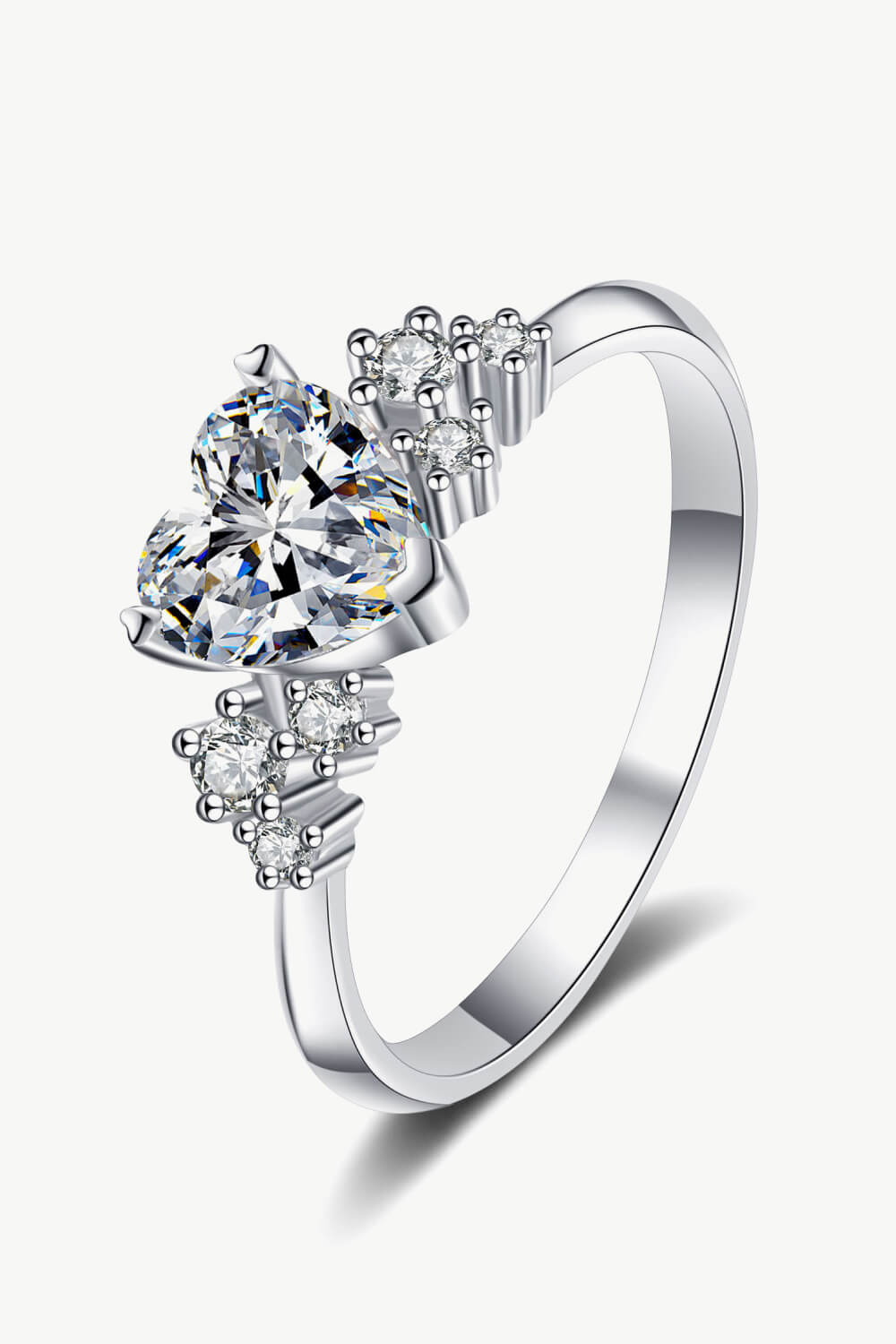 1 Carat Moissanite Heart Ring Silver Moissanite - Tophatter Daily Deals