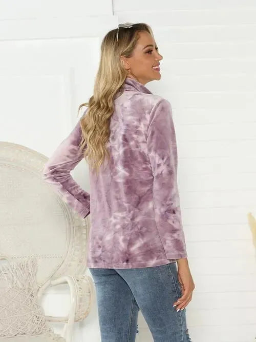 Tie-Dye Half Button Long Sleeve T-Shirt Women's T-Shirts - Tophatter Daily Deals