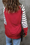 Heart Striped Raglan Sleeve T-Shirt Women's T-Shirts - Tophatter Daily Deals