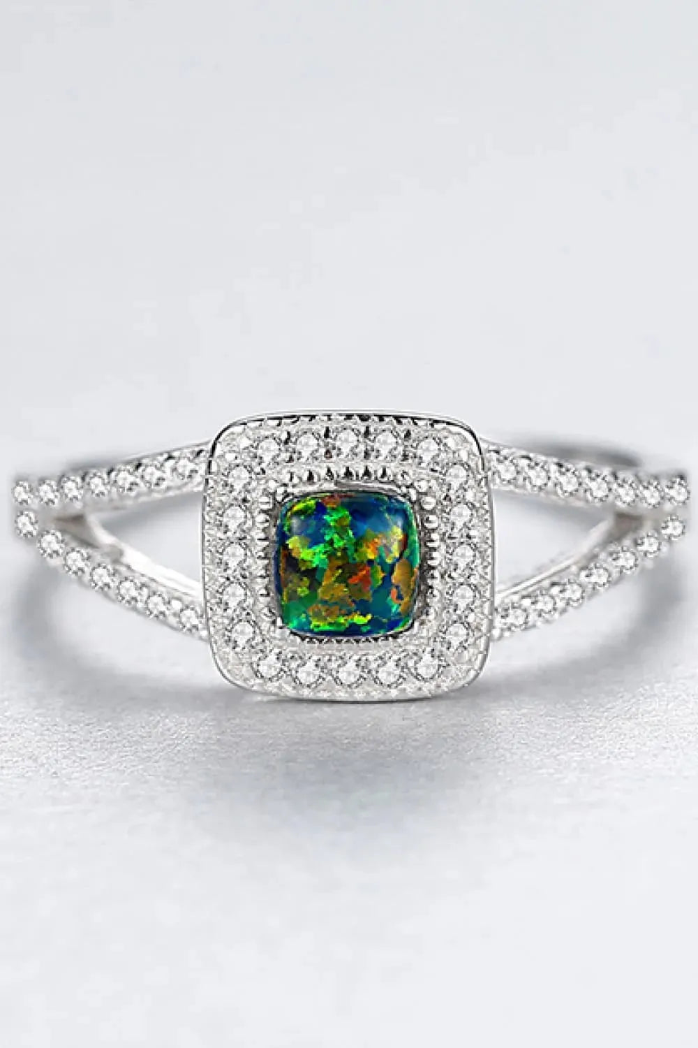 Opal 925 Sterling Silver Split Shank Ring Multicolor Opal - Tophatter Daily Deals