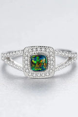 Opal 925 Sterling Silver Split Shank Ring Multicolor Opal - Tophatter Daily Deals