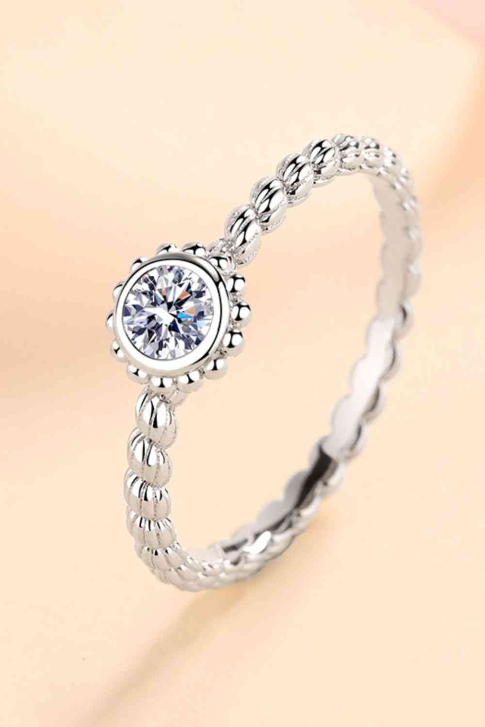 Moissanite Rhodium-Plated Ring Silver Moissanite - Tophatter Daily Deals