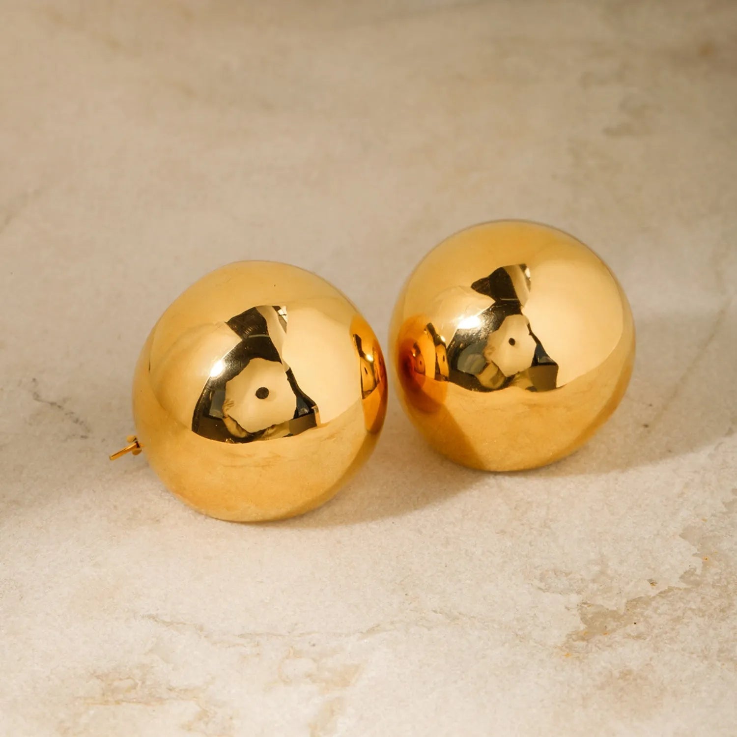 Stainless Steel Ball Earrings Gold One Size Earrings - Tophatter Daily Deals