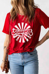 AMERICA Graphic Round Neck Short Sleeve Tee Women's T-Shirts - Tophatter Daily Deals