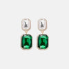 Geometrical Shape Glass Stone Dangle Earrings Green White One Size Earrings - Tophatter Daily Deals