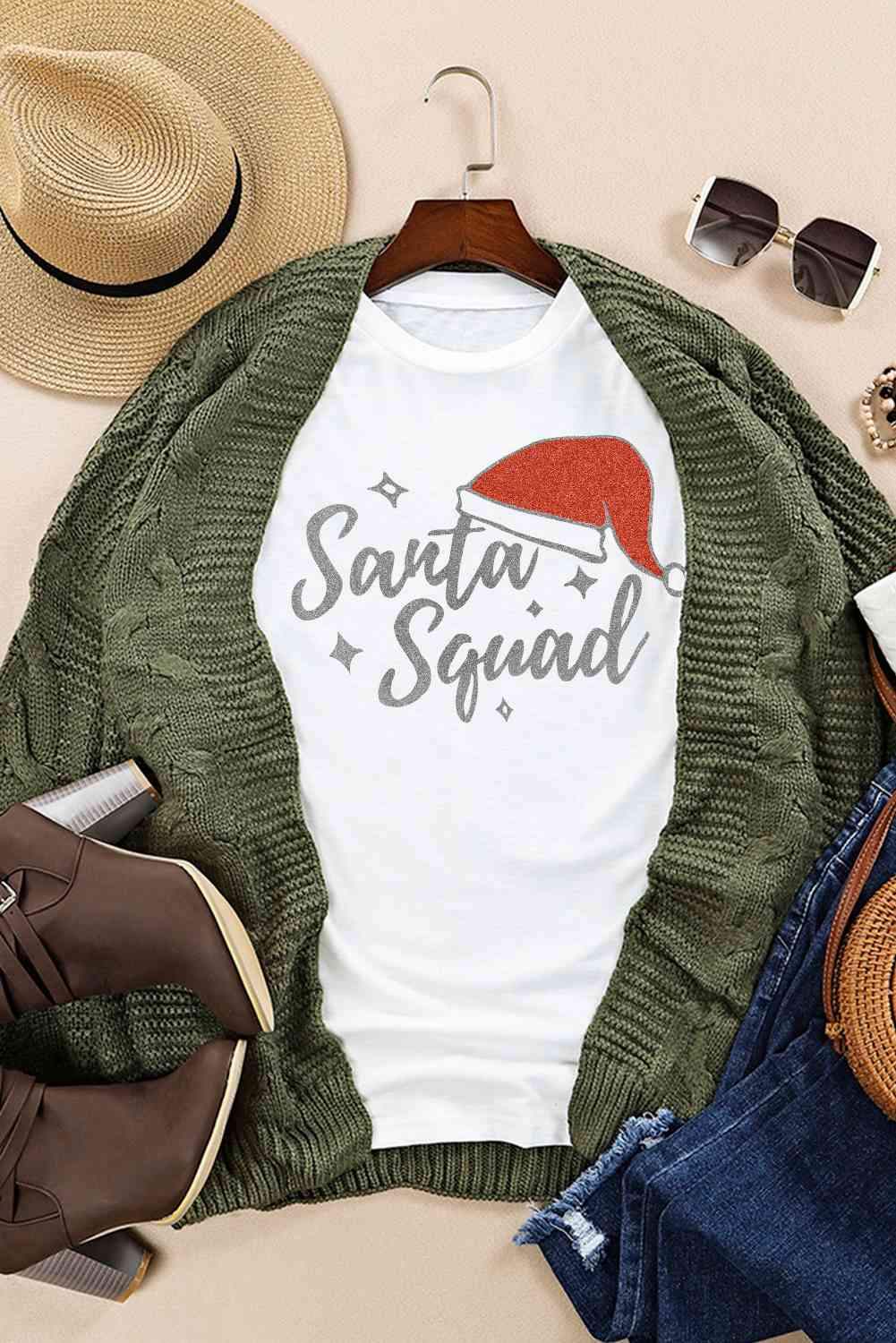 SANTA SQUAD Graphic Short Sleeve T-Shirt Women's T-Shirts - Tophatter Daily Deals