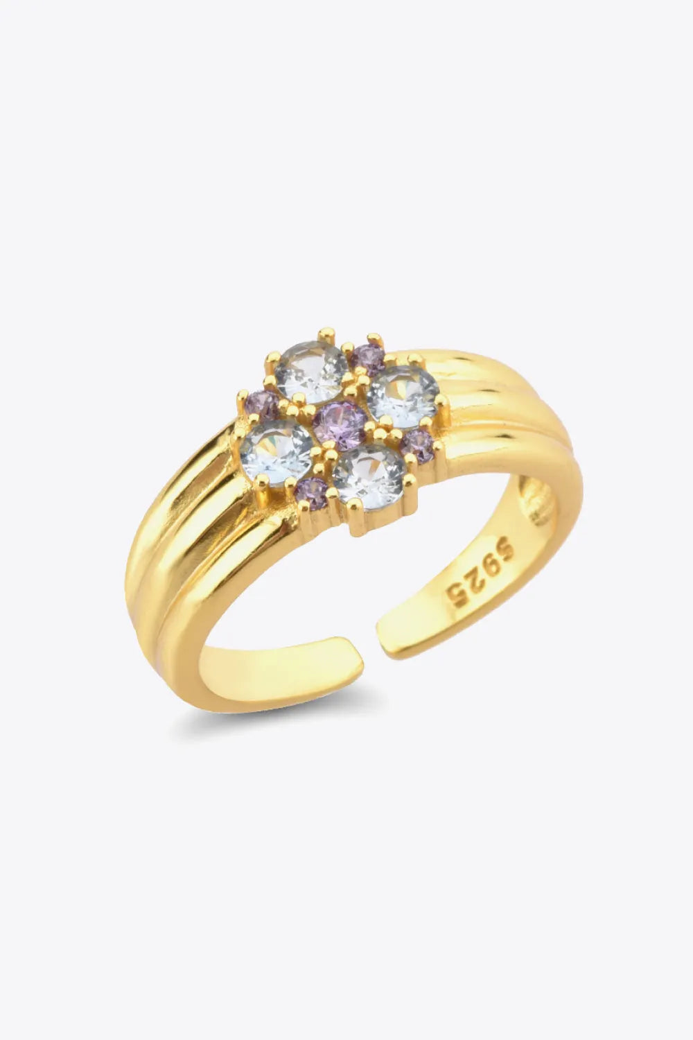 Zircon 925 Sterling Silver Open Ring Pastel Blue One Size Rings - Tophatter Daily Deals