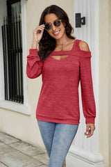 Cutout Cold-Shoulder Top Blouses - Tophatter Daily Deals