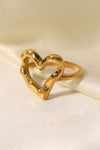 18K Gold Plated Heart-Shaped Ring Rings - Tophatter Daily Deals