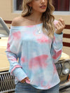 Tie-Dye Dropped Shoulder Long Sleeve T-Shirt Misty Blue Women's T-Shirts - Tophatter Daily Deals