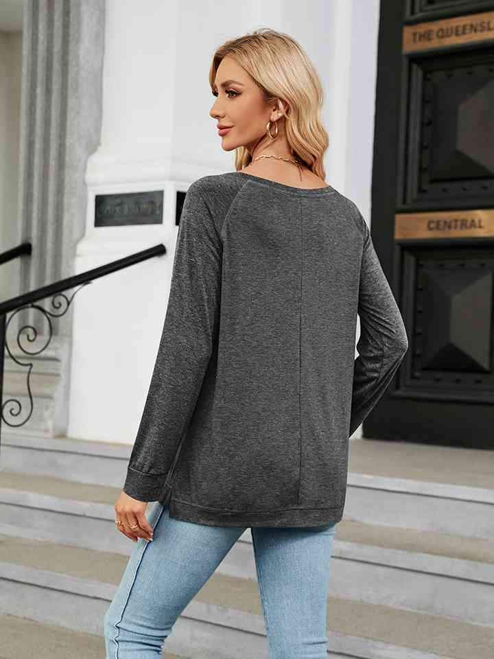 Round Neck Long Sleeve T-Shirt Women's T-Shirts - Tophatter Daily Deals