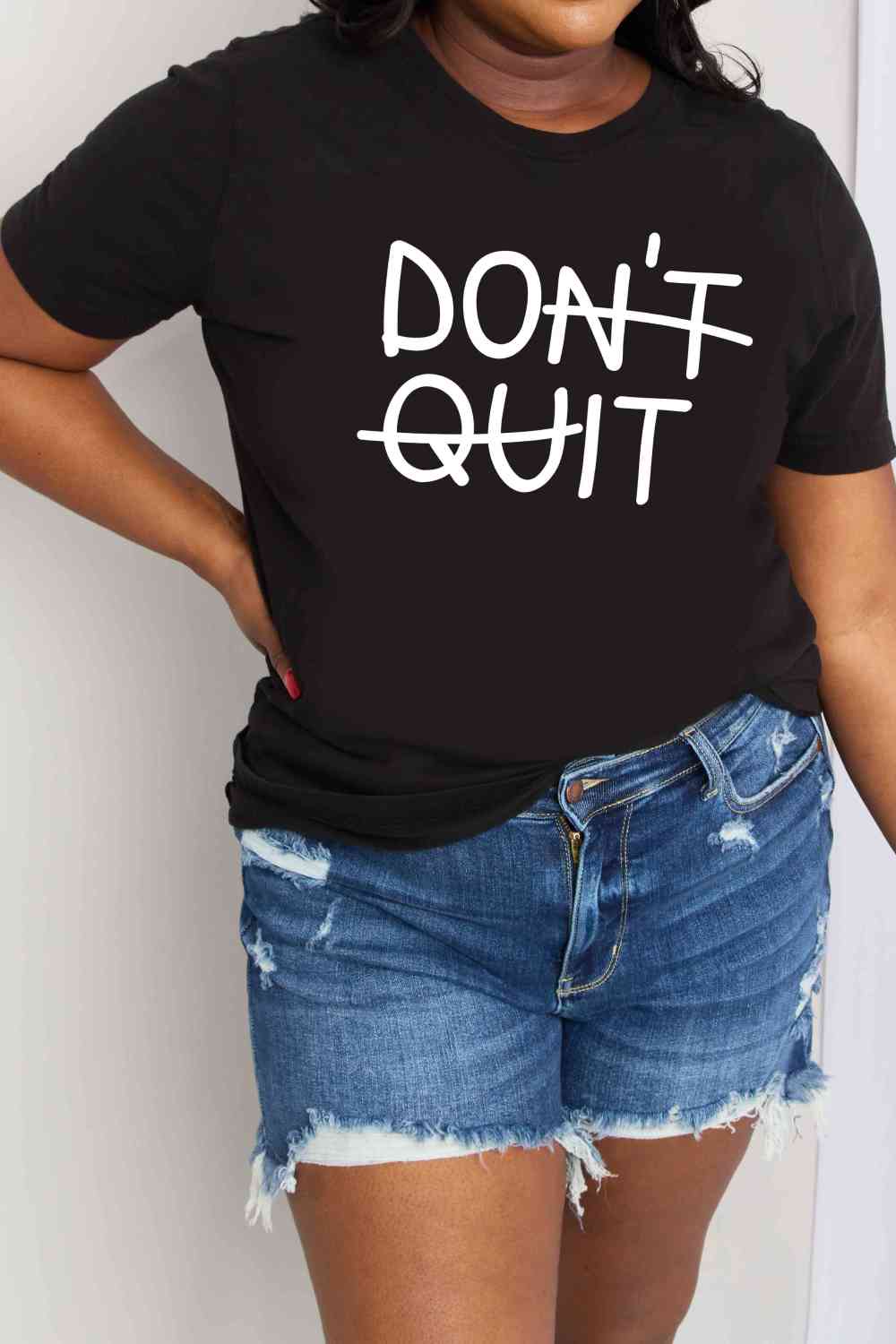 Simply Love Full Size DON'T QUIT Graphic Cotton T-Shirt Women's T-Shirts - Tophatter Daily Deals