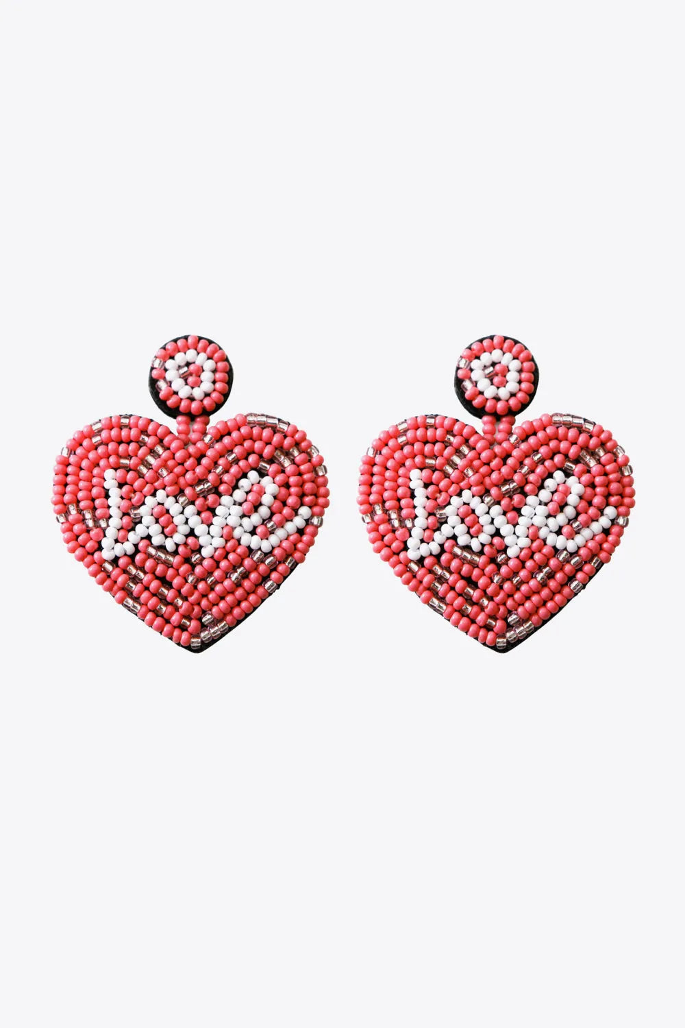 LOVE Beaded Heart Earrings Burnt Coral One Size Earrings - Tophatter Daily Deals