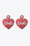 LOVE Beaded Heart Earrings Burnt Coral One Size Earrings - Tophatter Daily Deals