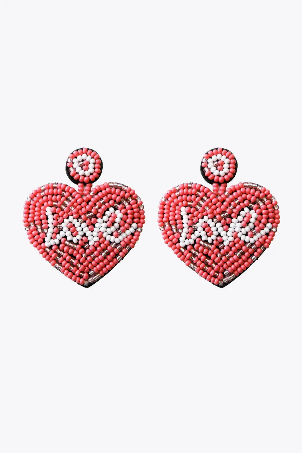 LOVE Beaded Heart Earrings Burnt Coral One Size Earrings - Tophatter Daily Deals