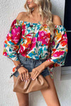 Off Shoulder Floral Print Blouse Blouses - Tophatter Daily Deals