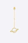 925 Sterling Silver Zircon Planet Single Earring Gold One Size Earrings - Tophatter Daily Deals