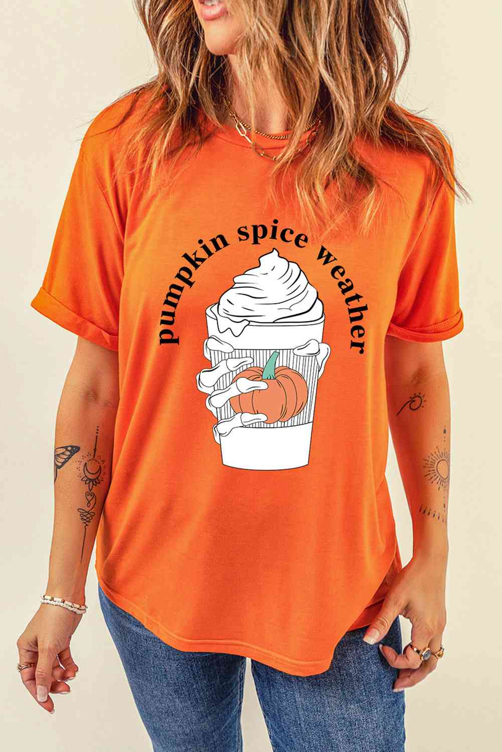 PUMPKIN SPICE WEATHER Graphic T-Shirt Pumpkin Women's T-Shirts - Tophatter Daily Deals